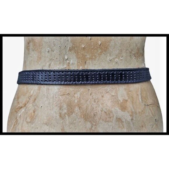 BED|STU Leather Belt 2 Snap Metal Buckle Strap Perforated Dot Gunmetal Large main image 7